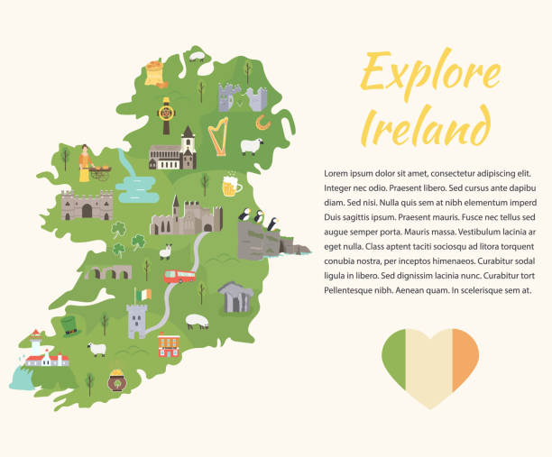 アイルランドのマップの目的地、アイルランドのシンボル - munster province illustrations点のイラスト素材／クリップアート素材／マンガ素材／アイコン素材