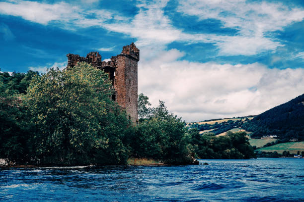 Ruined castle at Loch Ness, Scotland Ruined castle at Drumnadrochit, Loch ness in Scotland. drumnadrochit stock pictures, royalty-free photos & images