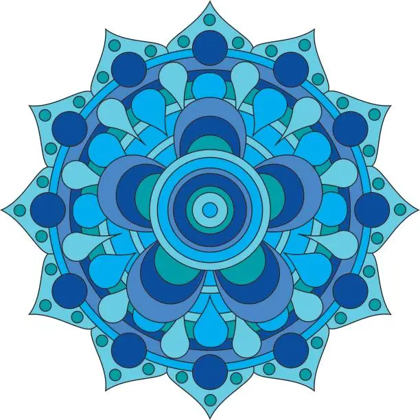 Vector illustration of Mandala circulates style drops of water