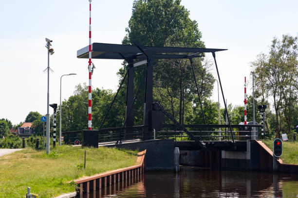 Iron drawbridge across Dutch canal