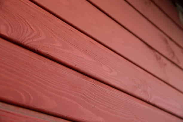 istock Red wooden background, wood panel texture 1014681818
