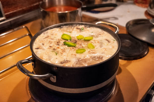 istock Champignon mushroom soup with gruel and vegetables boiled 1014686718