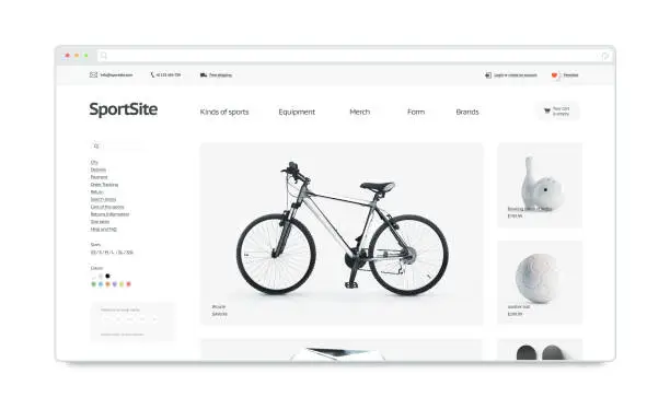 Photo of Sport webstore site template mock up isolated