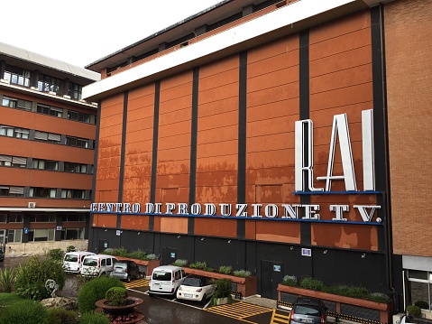 Rome, Italy, june 25th, 2018: external facade of TV studios at the RAI TV production center in Via Teulada in Rome, Italy