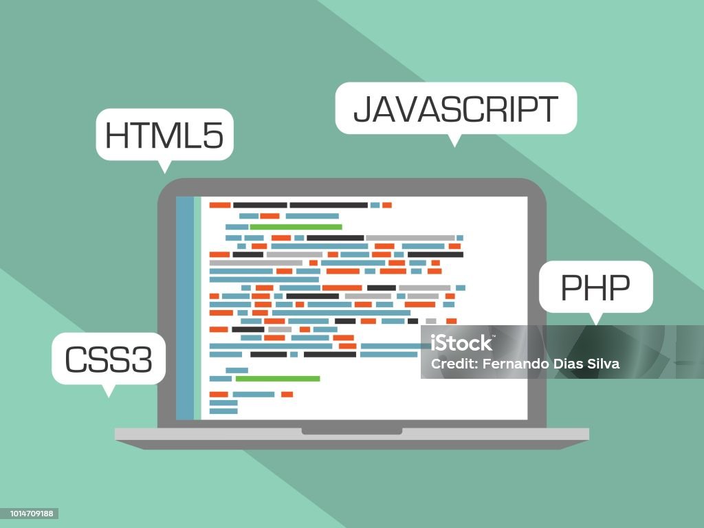 Web Programming Concept Design Flat Languages Html5 Css3 Javascript And ...
