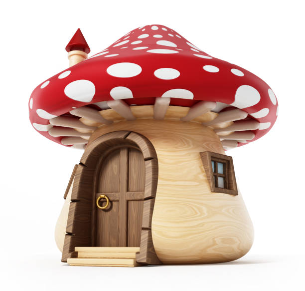Mushroom shaped cute little home isolated on white background.