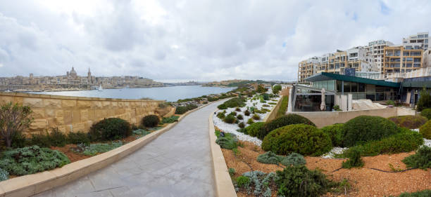 Malta, Sliema - Tigne Point Foreshore - Viewpoint overlooking valetta