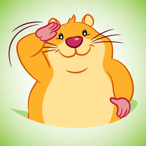 Vector illustration of Saluted Groundhog Cartoon Character