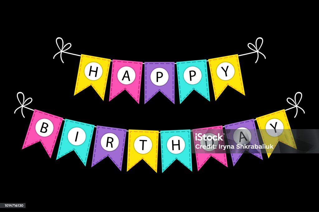 Cute Happy Birthday Bunting Flags Banner With Letters Stock