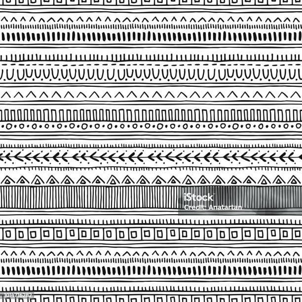 Seamless Oriental Pattern Ethnic Monochrome Vector Background Stock Illustration - Download Image Now