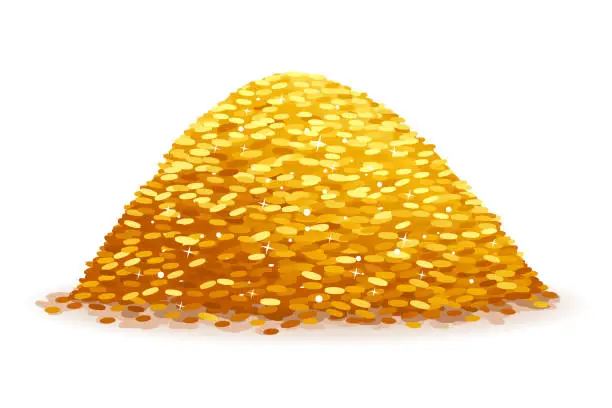 Vector illustration of Pile of Gold Coins on White Background