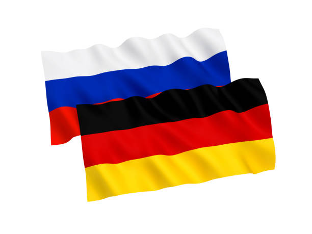 istock Flags of Germany and Russia on a white background 1014721472