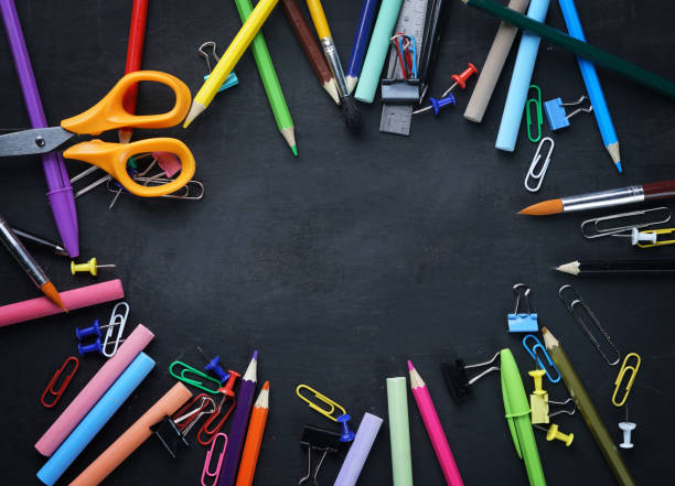 istock School Stationary Copy Space Top View on Blackboard 1014721630
