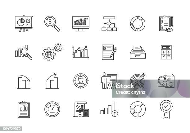 Data Analytics Line Icon Set Stock Illustration - Download Image Now - Mathematical Formula, Finance, Icon Symbol
