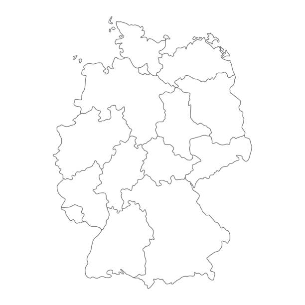 karte von deutschland aufgeteilt auf bundesländer und stadtstaaten. einfache wohnung leeren weißen vektorkarte mit schwarzen konturen - bundesländer stock-grafiken, -clipart, -cartoons und -symbole