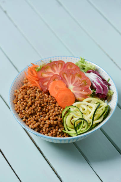 istock buddha bowl on a pale green table 1014733626