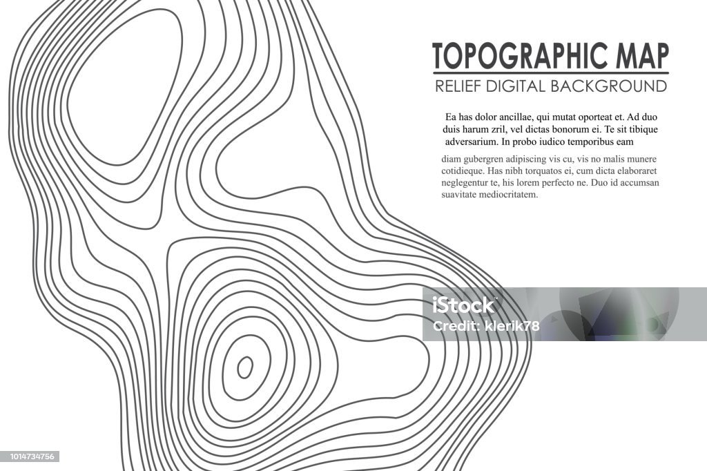 Fond de contour de carte topographique. Carte de ligne avec l’altitude. Géographique monde topographie carte grille abstract vector illustration - clipart vectoriel de Isoligne libre de droits