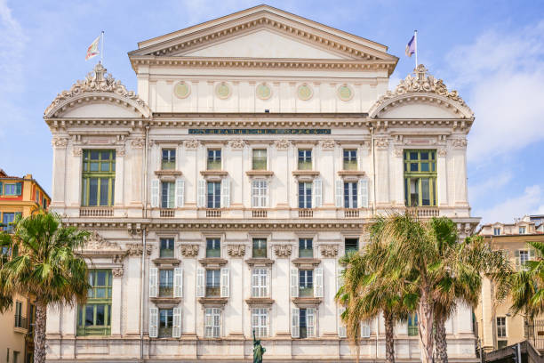 Nice, France - June, 02, 2018: Front facade of the Opera house, Theatre de L'Opera