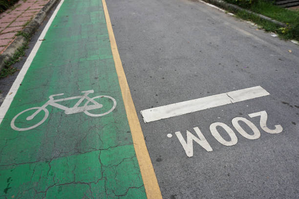 istock bicycle sign on the road 1014755116
