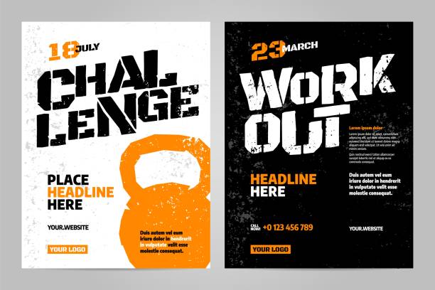 Vector layout design template for sport Vector layout design template for extreem sport event, tournament or championship. weightlifting stock illustrations