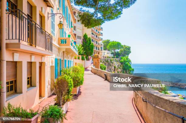 Monaco Monte Carlo Monaco Village With Colorful Architecture And Street Along The Ocean Stock Photo - Download Image Now