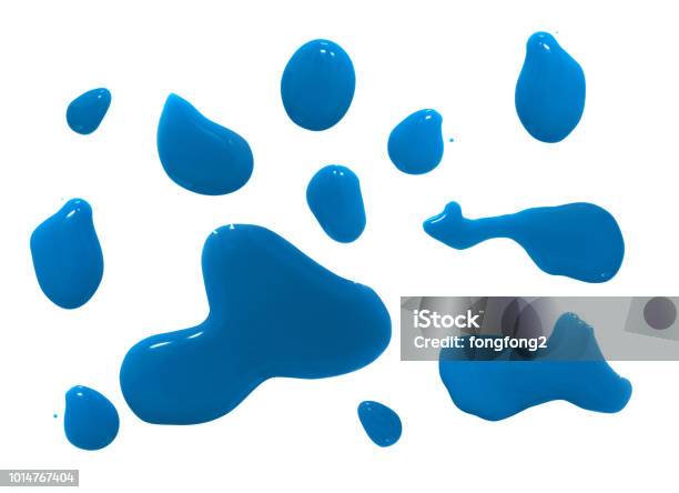 Can Spilled Blue Paint On White Stock Photo - Download Image Now