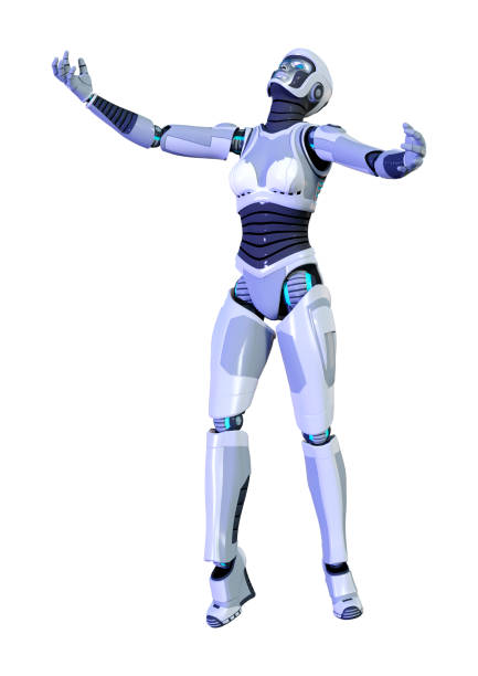 istock 3D illustration female robot on white 1014767776