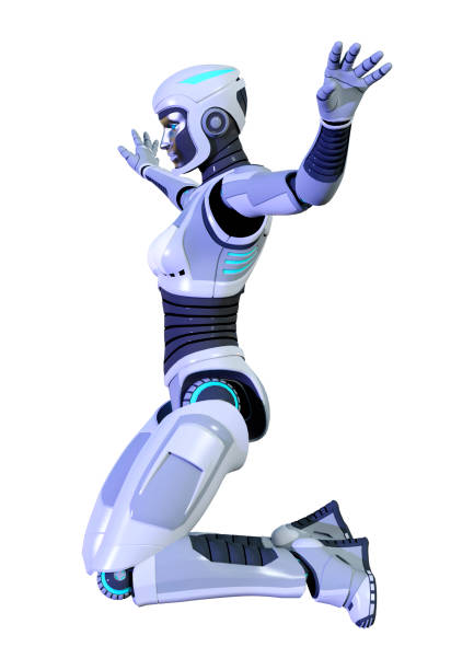 istock 3D illustration female robot on white 1014767798