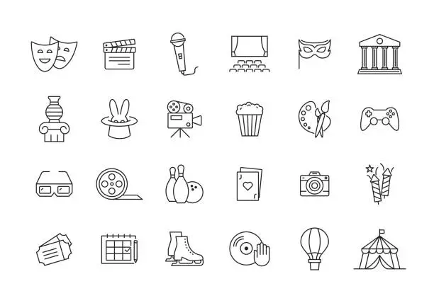 Vector illustration of ENTERTAINMENT LINE ICON SET