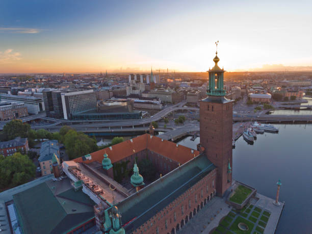 istock Aerial view over Stockholm Town Hall 1014775150