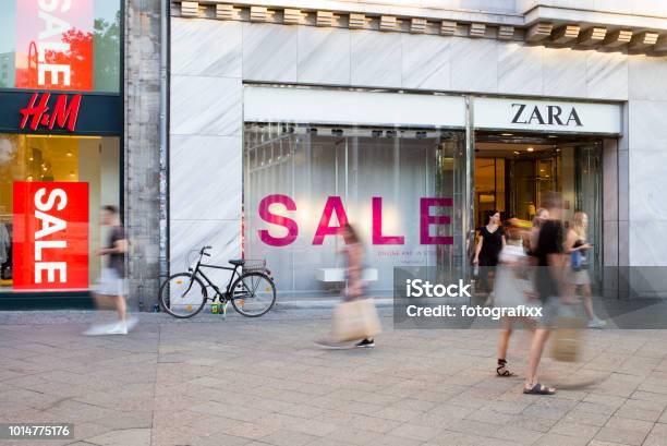 People Walk In Front Of A Retail Store Zara At Kurfürstendamm Berlin Stock Photo - Download Image Now
