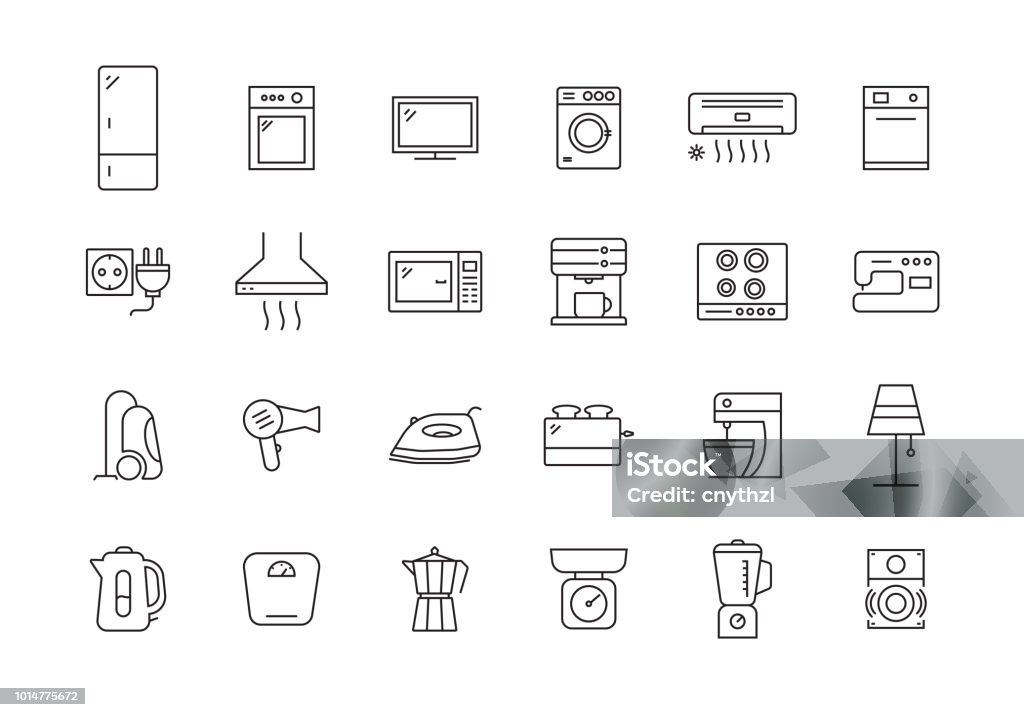 HOUSEHOLD LINE ICON SET Icon Symbol stock vector