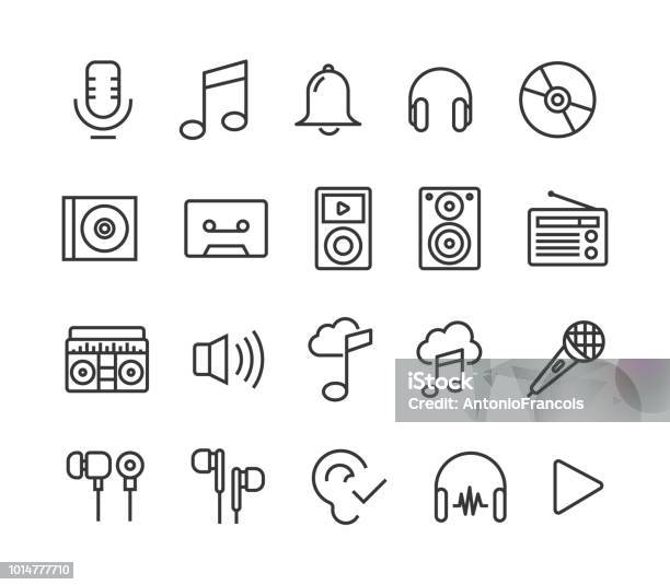 Set Of Music Icons Vector Editable Stroke 48x48 Pixel Perfect Stock Illustration - Download Image Now