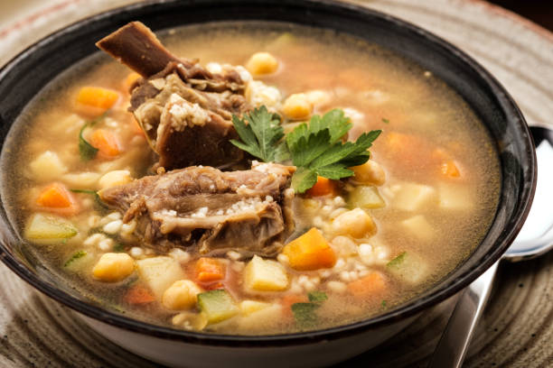 istock Soup with beef, chickpea and vegetables. 1014779508