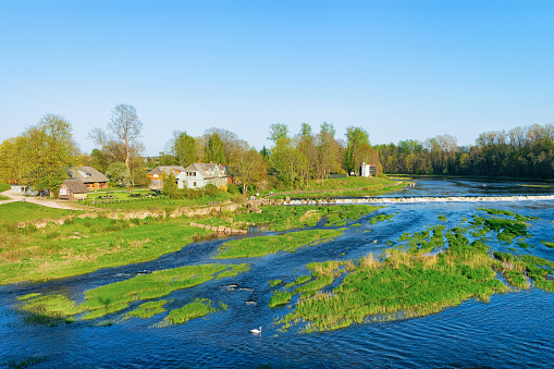 Landscape with Ventas Rumba waterfall in Kuldiga Latvia