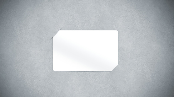 Blank white paper card holder mock up top view, 3d rendering. Empty plastic card inside paper sheet mockup. Customer loyal booklet template