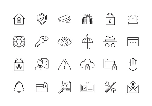 SECURITY AND PROTECTION LINE ICON SET