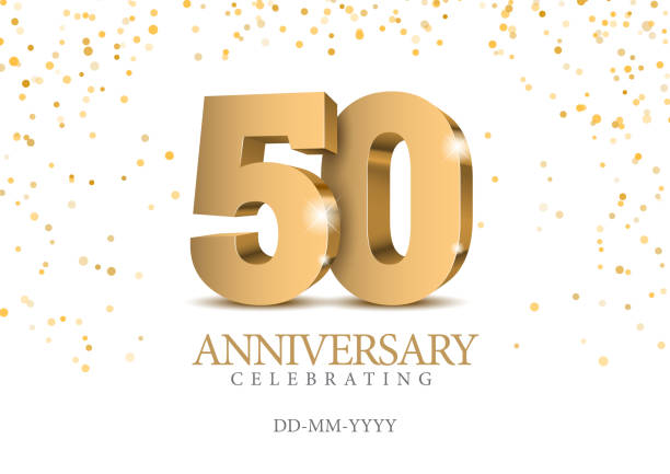 ilustrações de stock, clip art, desenhos animados e ícones de anniversary 50. gold 3d numbers. - 50