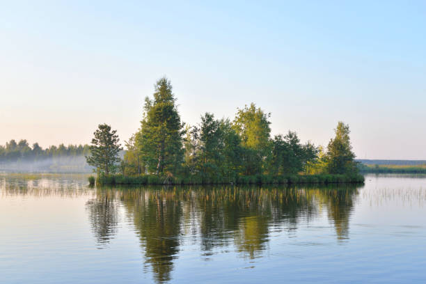 istock Small island in lake at sunset. 1014807460