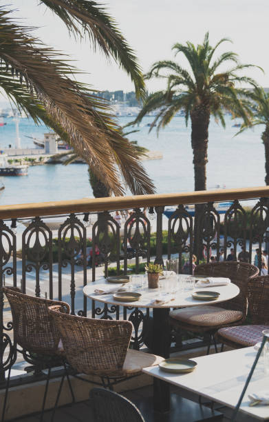istock Served table for four persons in restaurant at summer. 1014813504