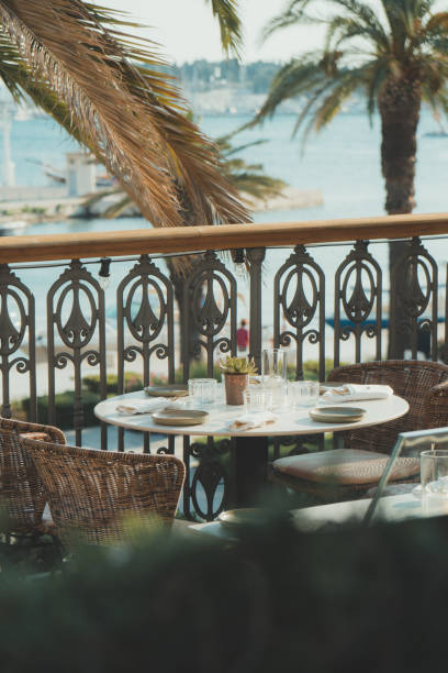 istock Served table for four persons in restaurant at summer. 1014813692