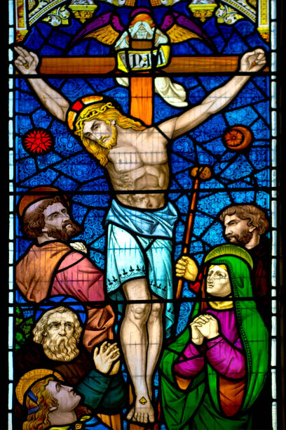 istock Stained glass window in Cumbrian Church 1014823676