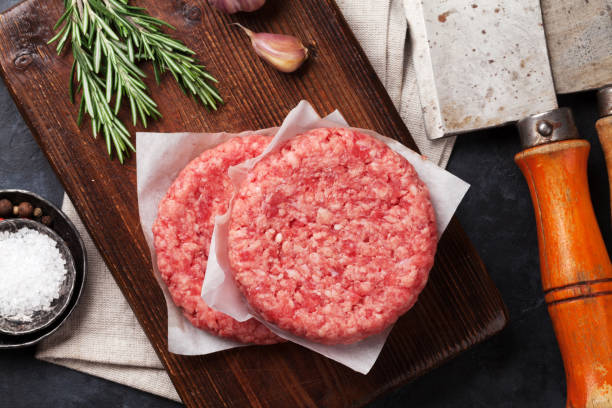 Raw minced beef meat for home made burgers