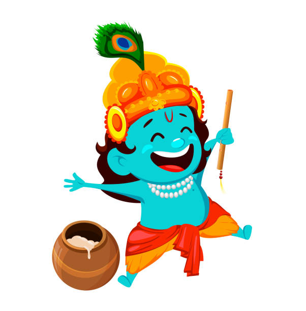 Funny Cartoon Character Lord Krishna Stock Illustration - Download Image  Now - God, Krishna, Ancient - iStock