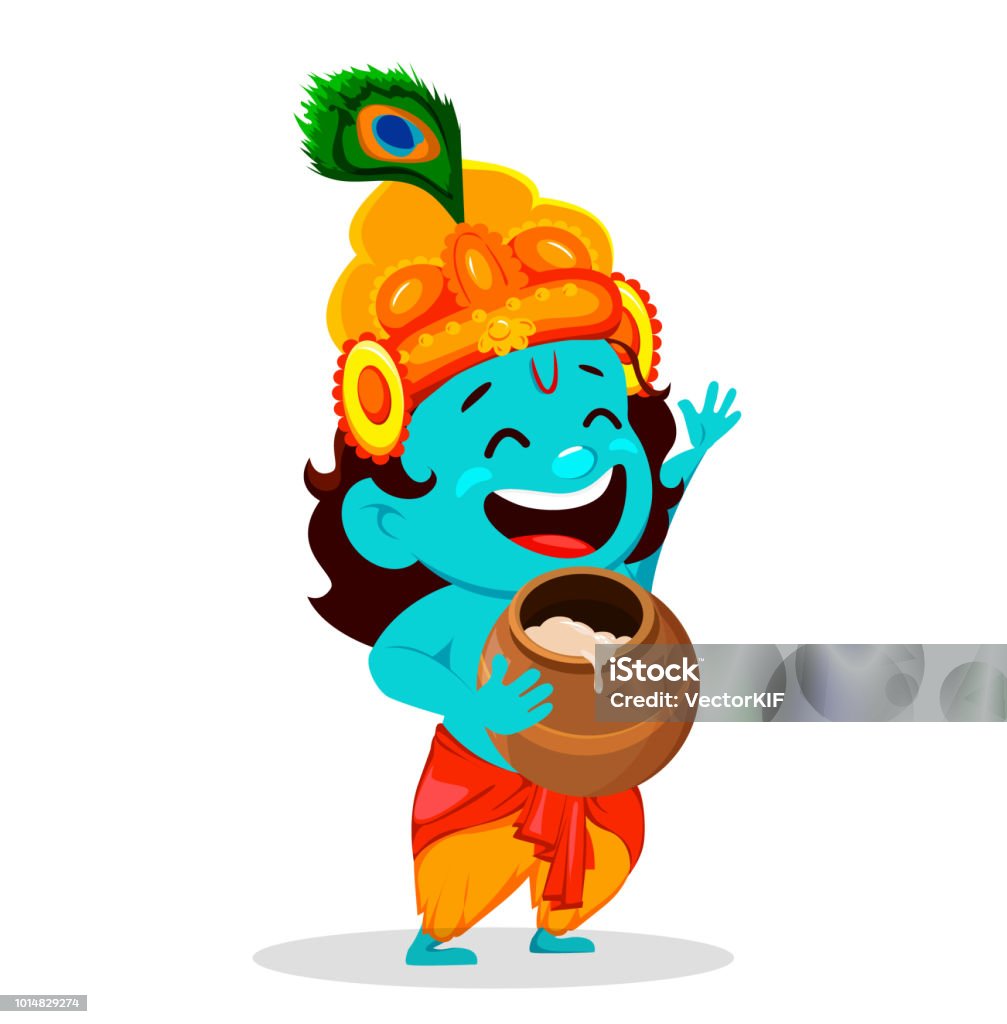 Funny Cartoon Character Lord Krishna Stock Illustration - Download Image  Now - Krishna Janmashtami, God, Krishna - iStock