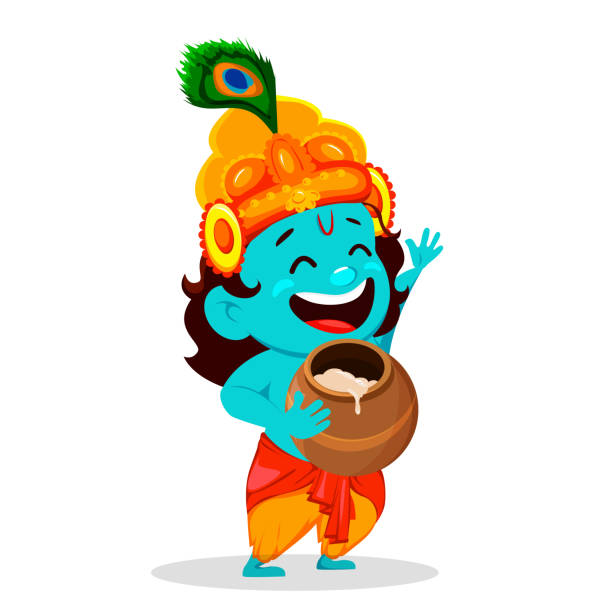 Funny Cartoon Character Lord Krishna Stock Illustration - Download Image  Now - Krishna Janmashtami, God, Krishna - iStock