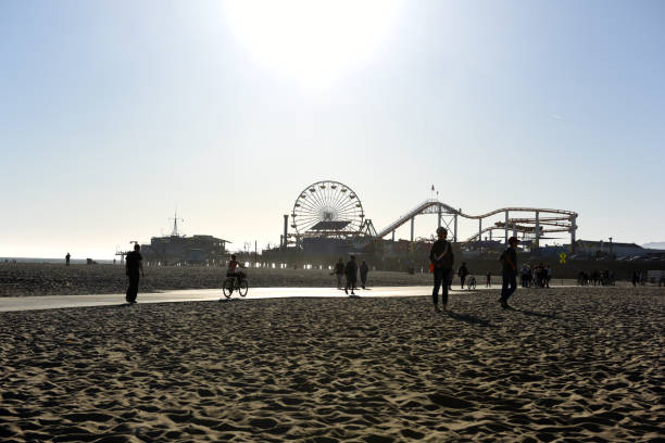 playa de venice en los ángeles, ca, usa - venice california santa monica pier sunset beach fotografías e imágenes de stock