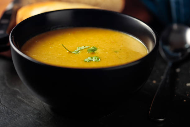istock Healthy butternut squash,red lentils and coriander soup 1014838650