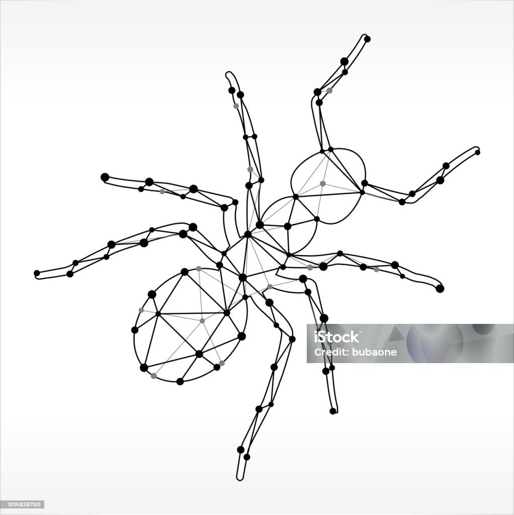Ants  Triangle Node Black and White Pattern Ants  Triangle Node Black and White Pattern. The main object depicted in this royalty free vector illustration is created with the triangular line pattern. The individual lines form nodes with small circles on each of the vertices. The background is white with a slight gradient around the edges. Ant stock vector