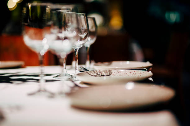 istock Luxury table settings for fine dining with and glassware 1014839354